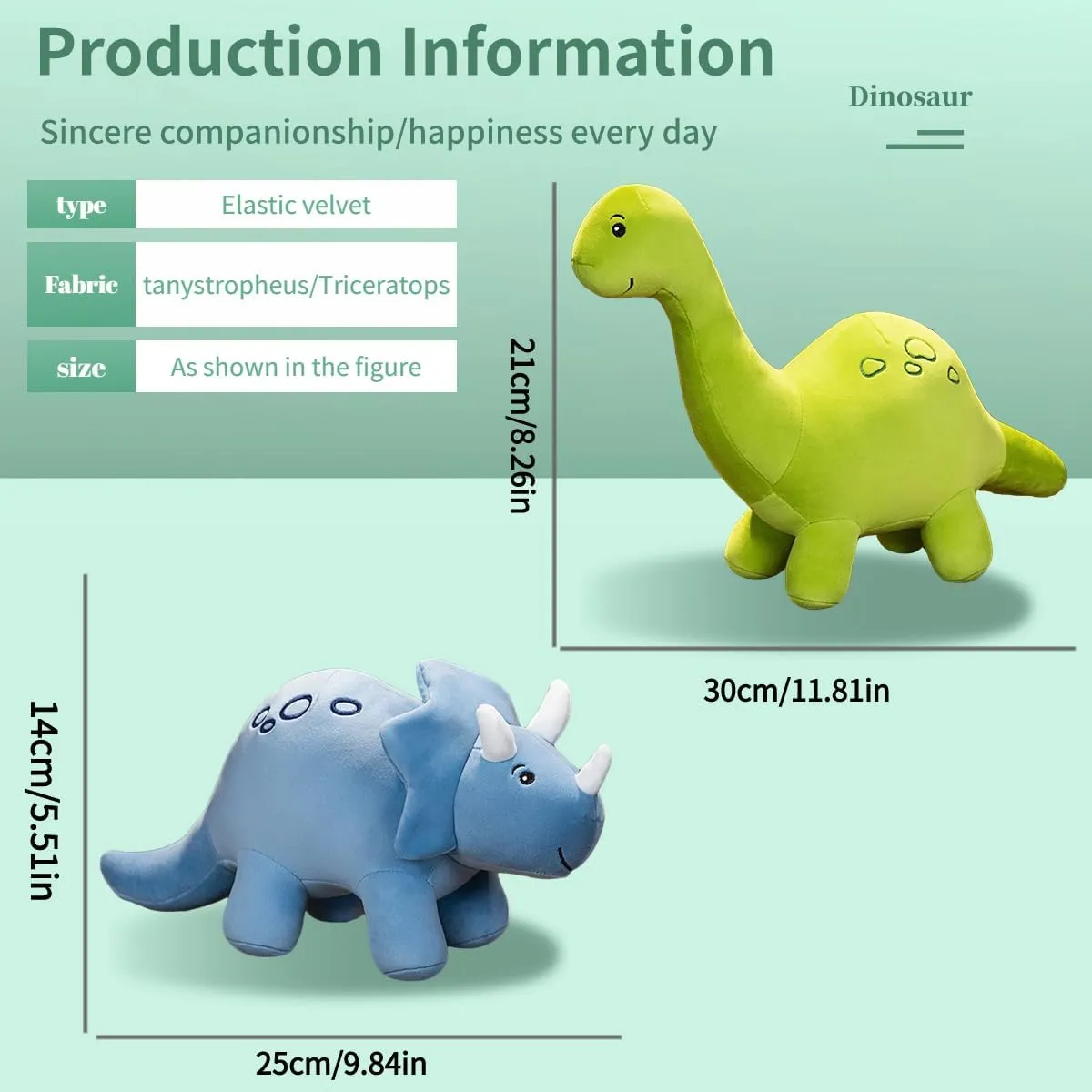 Cute Dinosaur Plush Toys, Soft Dinosaur Stuffed Animals Toys, Dino Plushie Birthday Gifts for Kids Girls(Long-Necked Dino,30cm/11.81inch)