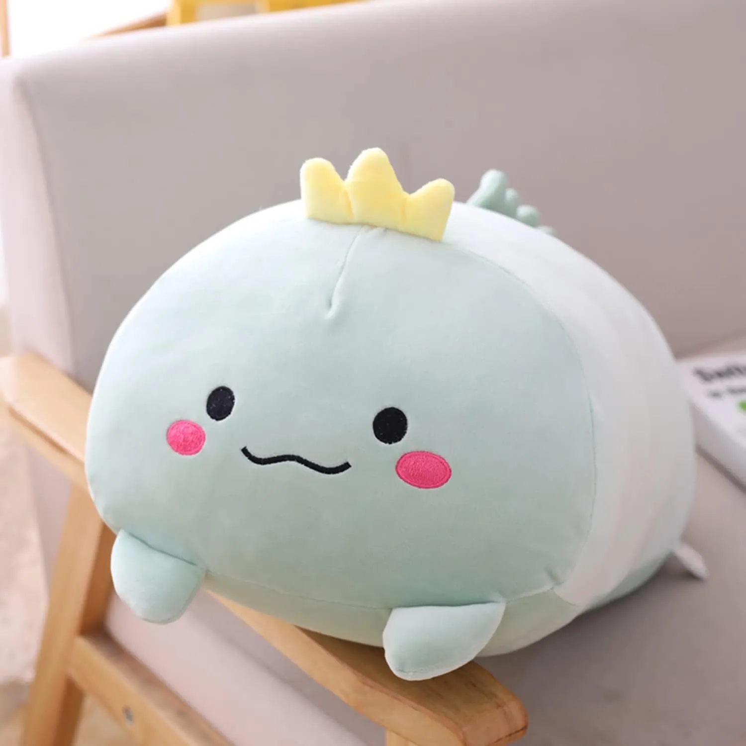 Cute Plush Dinosaur Stuffed Squishy Animal Cylindrical Body Pillow, Super Soft Dino Hugging Toy for Kids, Kawaii Sleeping Pillow, Gifts for Bedding or Home Decor, 8-Inch