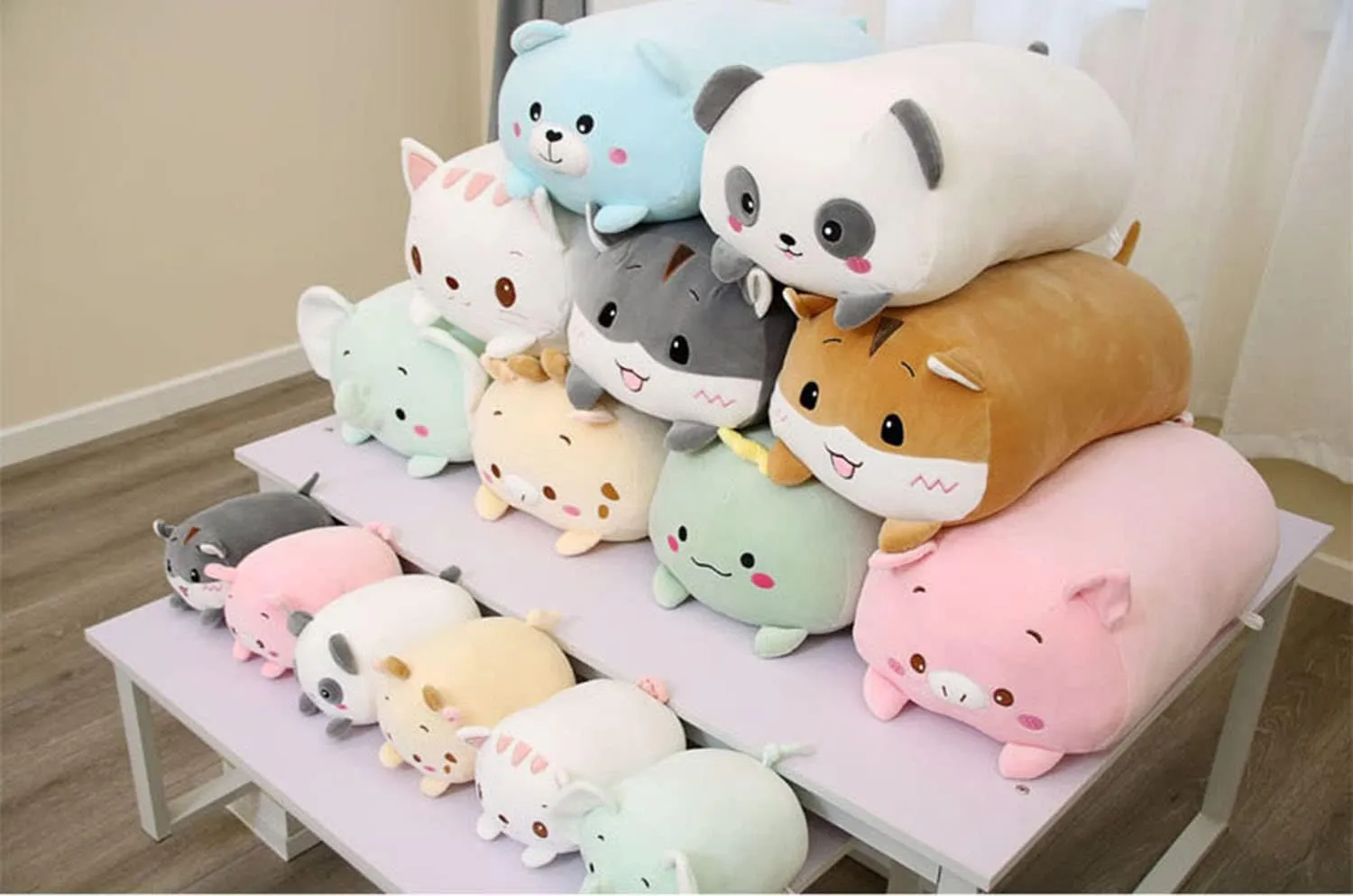 Cute Plush Dinosaur Stuffed Squishy Animal Cylindrical Body Pillow, Super Soft Dino Hugging Toy for Kids, Kawaii Sleeping Pillow, Gifts for Bedding or Home Decor, 8-Inch