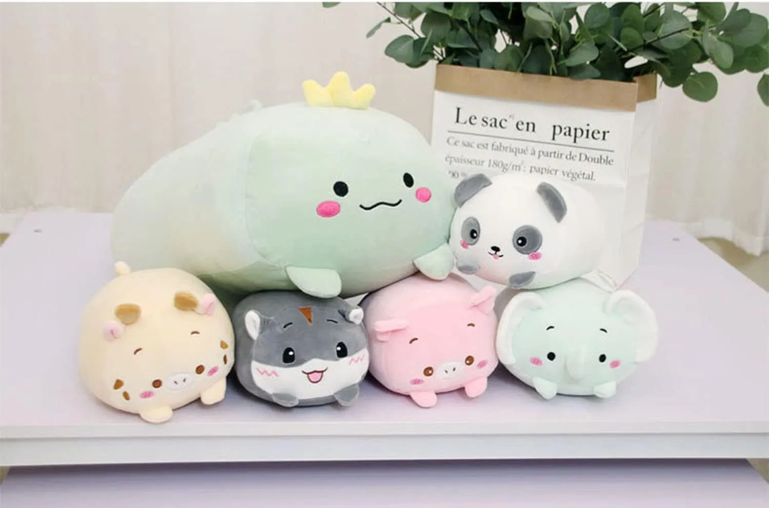Cute Plush Dinosaur Stuffed Squishy Animal Cylindrical Body Pillow, Super Soft Dino Hugging Toy for Kids, Kawaii Sleeping Pillow, Gifts for Bedding or Home Decor, 8-Inch