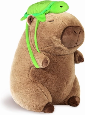Cute Capybara Plush with Turtle Backpack Soft Capybara Stuffed Animals Capybara Hugging Gifts Capybara Doll Pillow for Kids Girls Toys (Turtle Capybara Brown 15.75 inch)