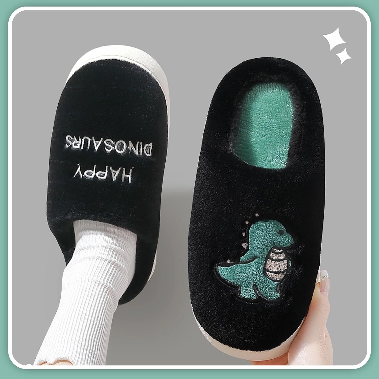 Cute Cartoon Slippers for Couples Kawaii Bear Indoor Non-Slip House Shoes Adorable Happy Dinosaur Plush Home Floor Footwear Unisex