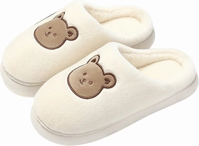 Cute Cartoon Slippers for Couples Kawaii Bear Indoor Non-Slip House Shoes Adorable Happy Dinosaur Plush Home Floor Footwear Unisex