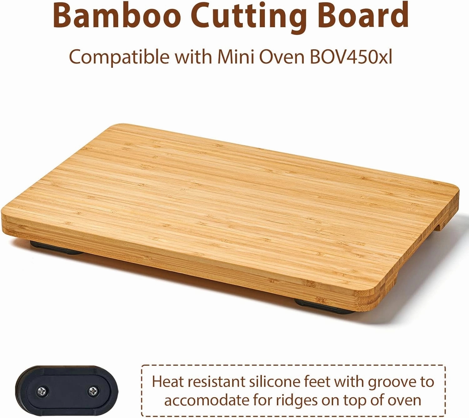 Cutting board Compatible with Breville BOV450XL Mini Smart Toaster Oven, Accessories for Countertop Oven, With Heat Resistant Non-Skid Silicone Feet, Creates Storage Space, Protects Cabinets Cupboard