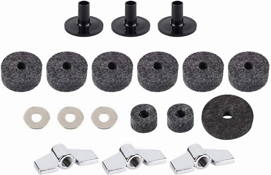 Cymbal Felts,Set Of Cymbal Stand Felt Washer And Sleeves,Drum Cymbal Felt Washer Pad Plastic Sleeve Set With Wing Nuts Good Performance High