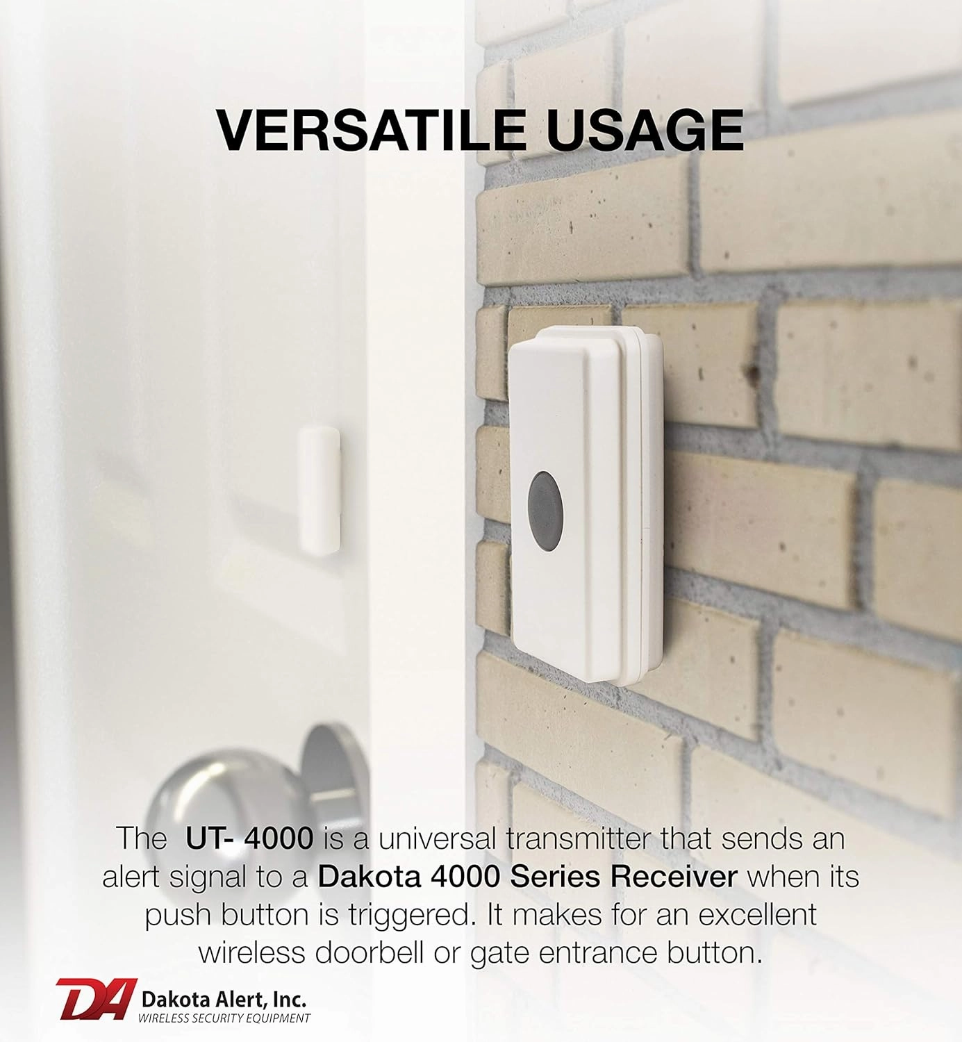 Dakota Alert UT-4000, Universal Transmitter for Wireless Home Security & Doorbell-1 Mile Long Range, Compatible with 4000 Series Receiver, Driveway Alarms Wireless, Mailbox Alert, Weatherproof Sensor