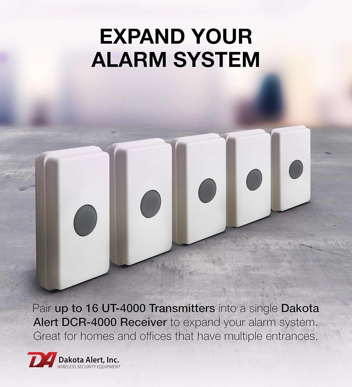 Dakota Alert UT-4000, Universal Transmitter for Wireless Home Security & Doorbell-1 Mile Long Range, Compatible with 4000 Series Receiver, Driveway Alarms Wireless, Mailbox Alert, Weatherproof Sensor
