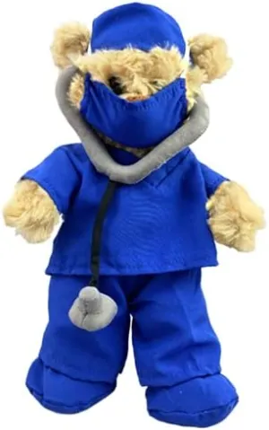 Dark Blue Scrubs Outfit for 6-10 inch Stuffed Animals – Build Bears Plush Doctor Nurse Costume - Hospital Gift, Dress Up, for Surgery Recovery - Healthcare Heroes