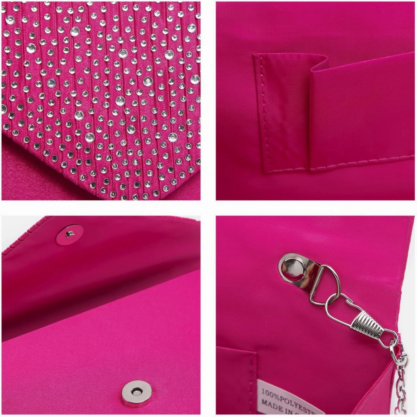 Dasein Ladies Frosted Satin Evening Clutch Purse Bag Crossbody Handbags Party Prom Wedding Envelope