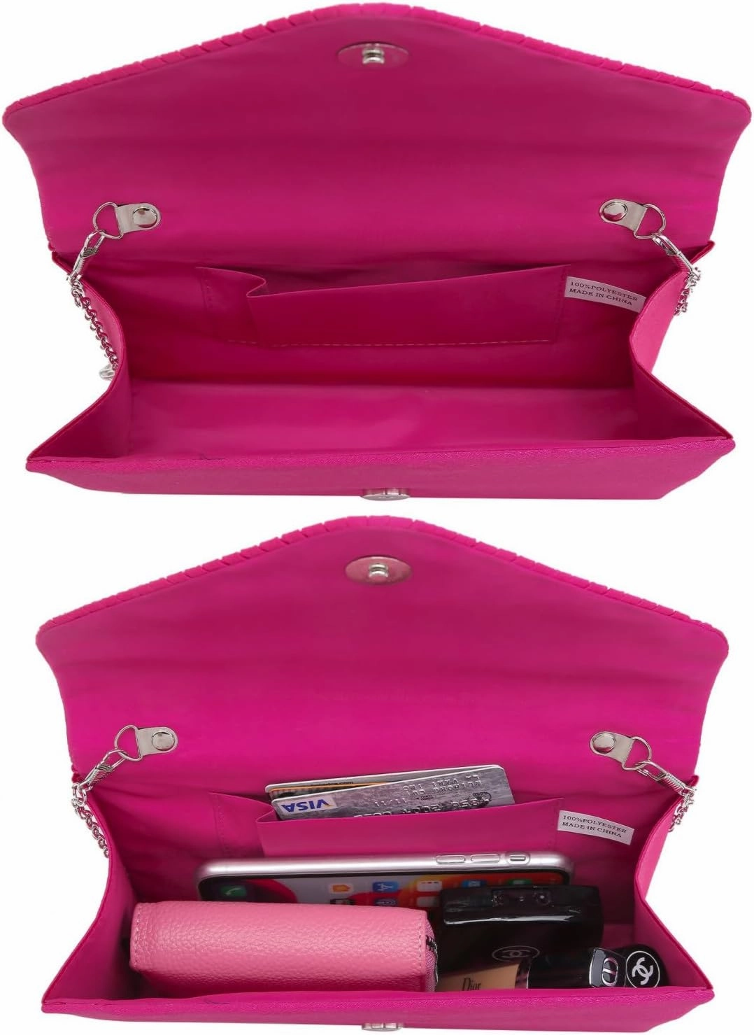 Dasein Ladies Frosted Satin Evening Clutch Purse Bag Crossbody Handbags Party Prom Wedding Envelope