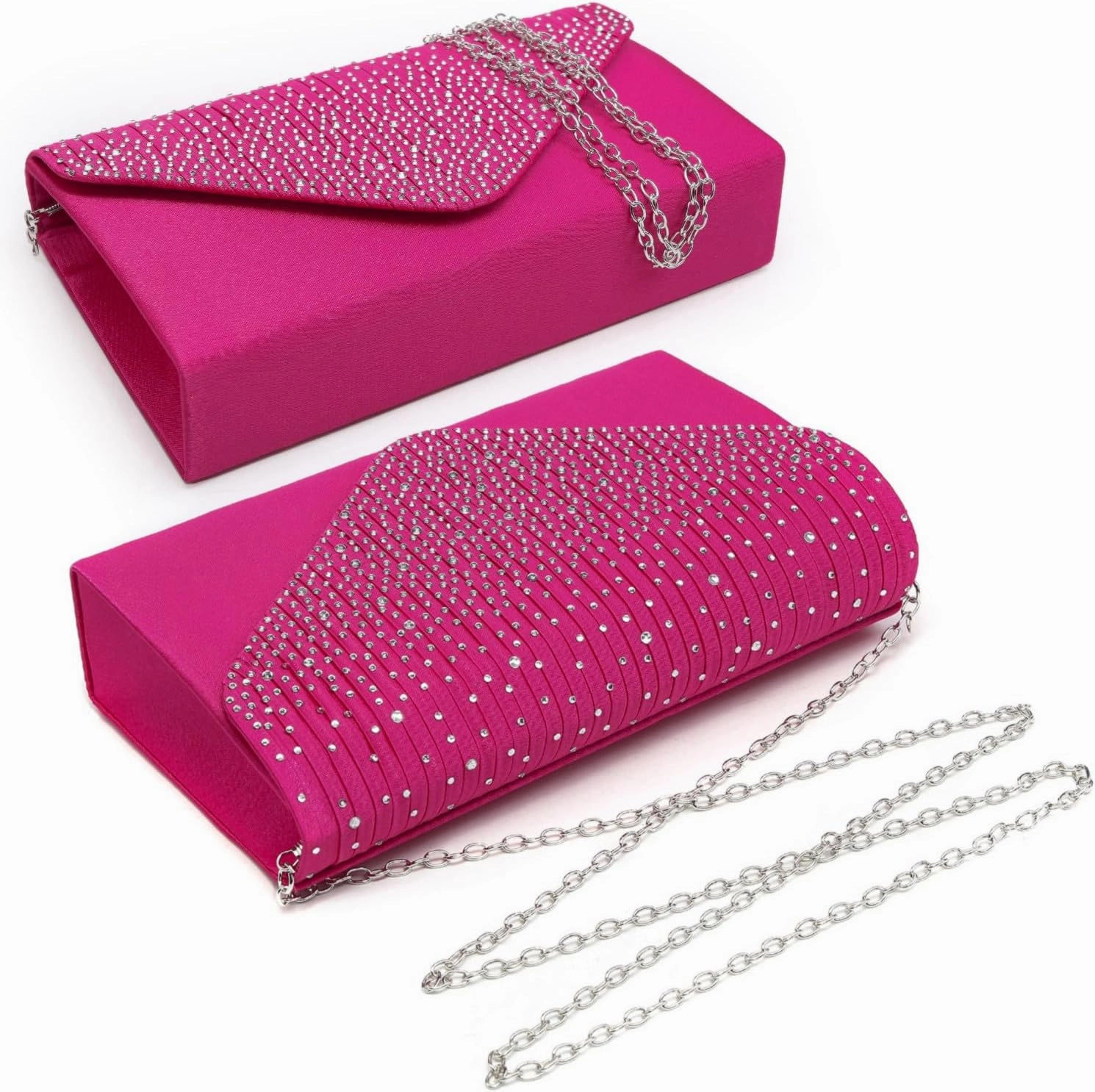Dasein Ladies Frosted Satin Evening Clutch Purse Bag Crossbody Handbags Party Prom Wedding Envelope