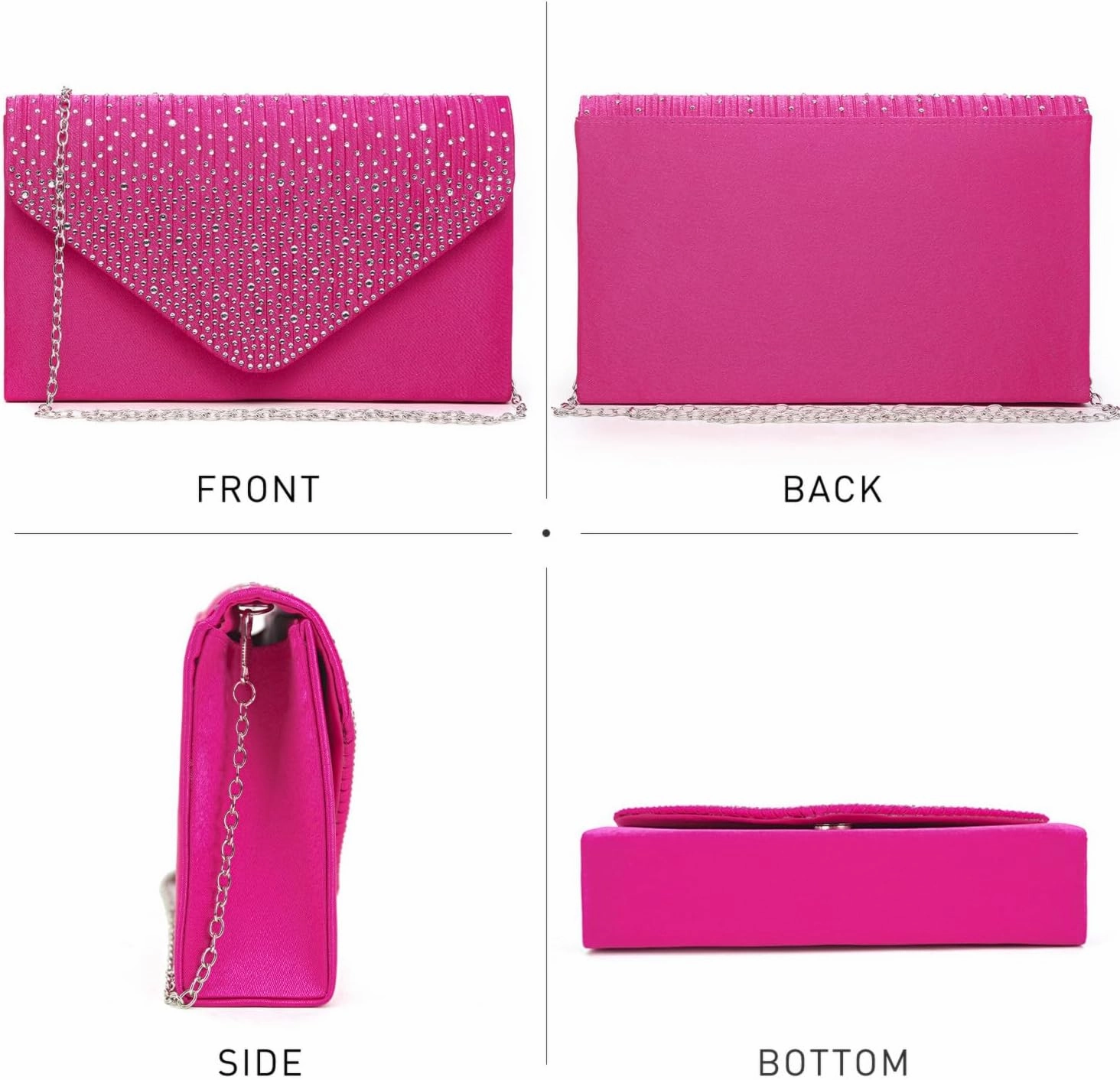 Dasein Ladies Frosted Satin Evening Clutch Purse Bag Crossbody Handbags Party Prom Wedding Envelope