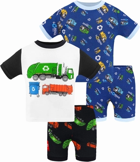 DAUGHTER QUEEN Boys Summer Pajamas Set 4 Pieces 100% Cotton Sleepwear Size 18 Months-12 Years
