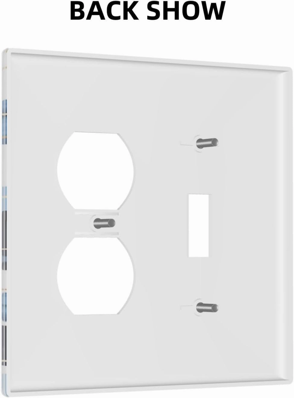 Decorative Light Switch Cover Plate Blue Marble Geometric 2 Gang Outlet Covers 1 Toggle 1 Duplex Wall Plate Decorate Electrical Switch Plate Covers for Bathroom Kitchen Decor