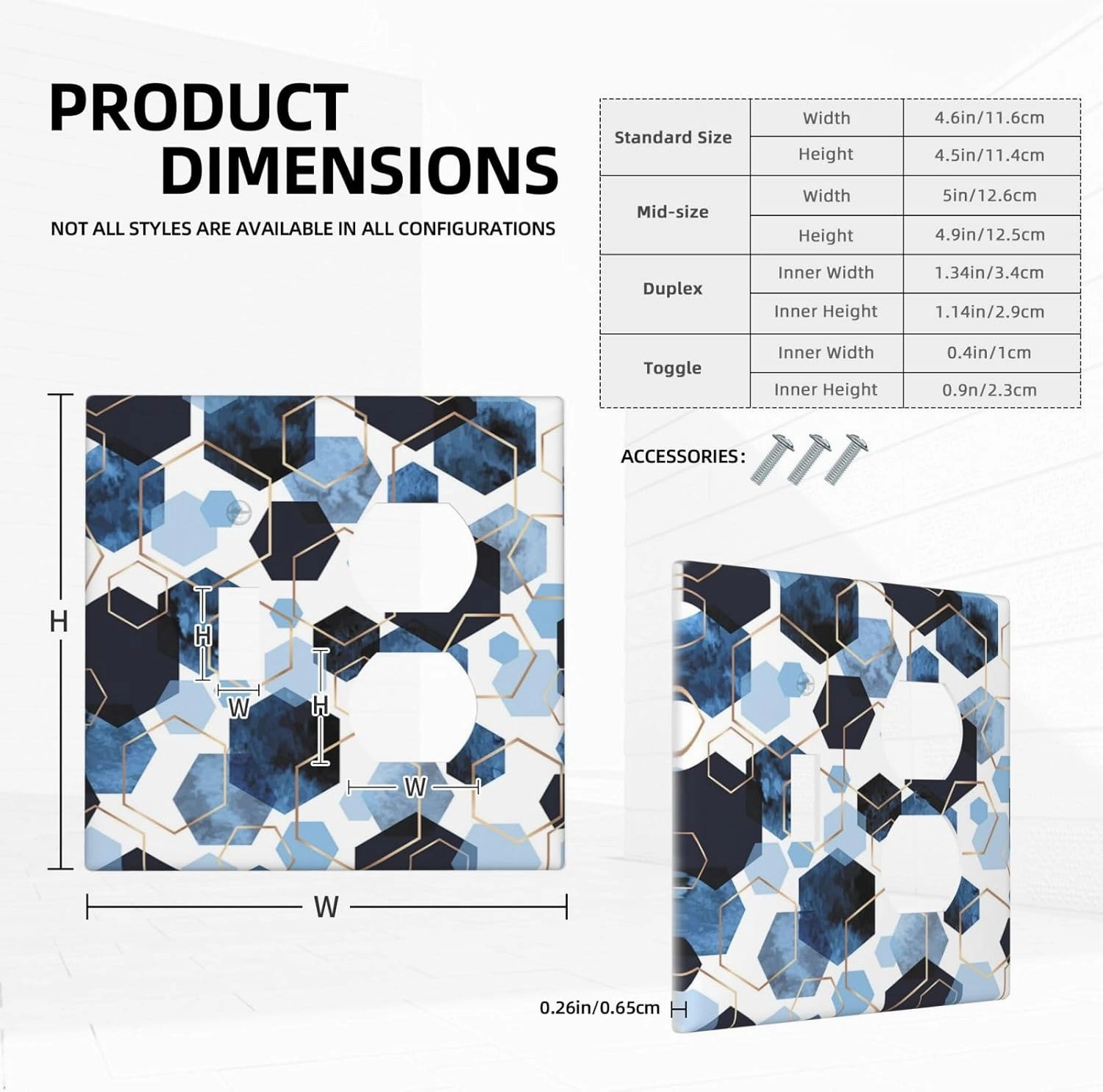 Decorative Light Switch Cover Plate Blue Marble Geometric 2 Gang Outlet Covers 1 Toggle 1 Duplex Wall Plate Decorate Electrical Switch Plate Covers for Bathroom Kitchen Decor