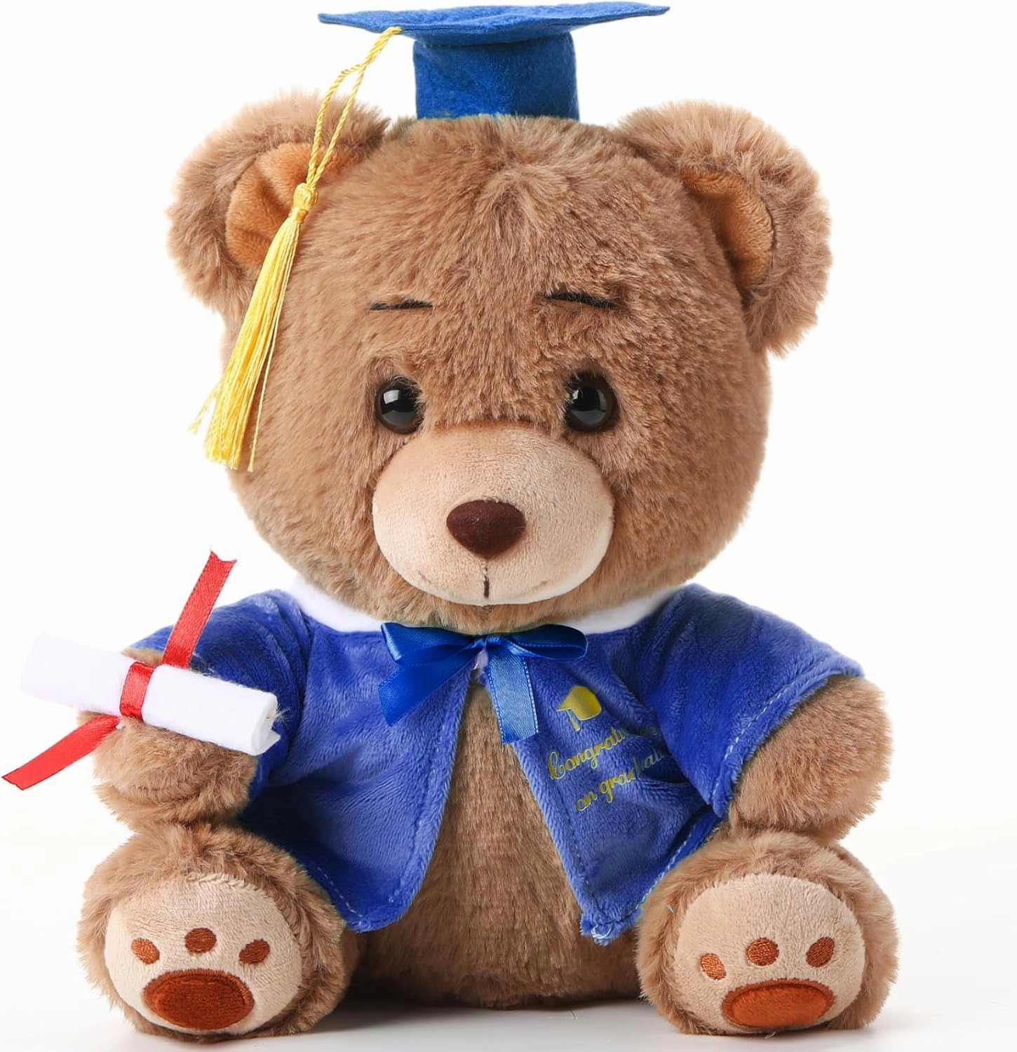 Deekin 10 Inch Graduation Bears Stuffed Animal Class of 2025 Plush Bear in Black Cap Graduation Bear Kindergarten Graduation Gifts Stuffed Bear Plush Bear Toy for Grad Party Decor(Blue)