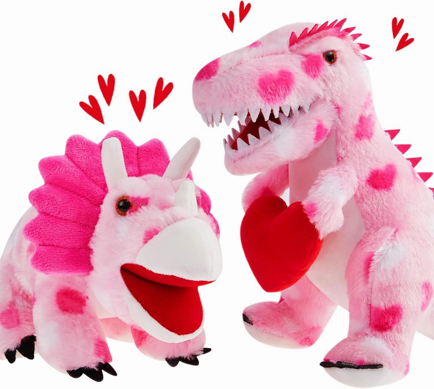 Deekin 2 Pcs Pink Dinosaurs Valentine‘s Day Stuffed Animals Kawaii Dinosaur Plush Gifts Holding Heart Dinosaurs Toy for Valentine‘s Day Party Decor Birthday Gifts Baby Shower Party (Lovely)