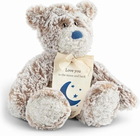 DEMDACO 5004870025 Mini Giving Bear Moon and Back Brown and White 6 x 5 Inch Polyester Bead Plush Stuffed Animal