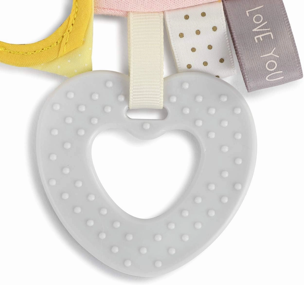 DEMDACO Mommy & Me 11.5 x 10 Inch Textured Fabric, Tactile, Teething Ring, Feeding, Activity Bib