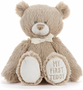 DEMDACO Welcome to The World, Mini 7.5 x 6.5 Inch, Ultra Soft Polyester, Huggable, Cuddly, Toy, Stuffed Plush Animal, Brown, My First Teddy Bear