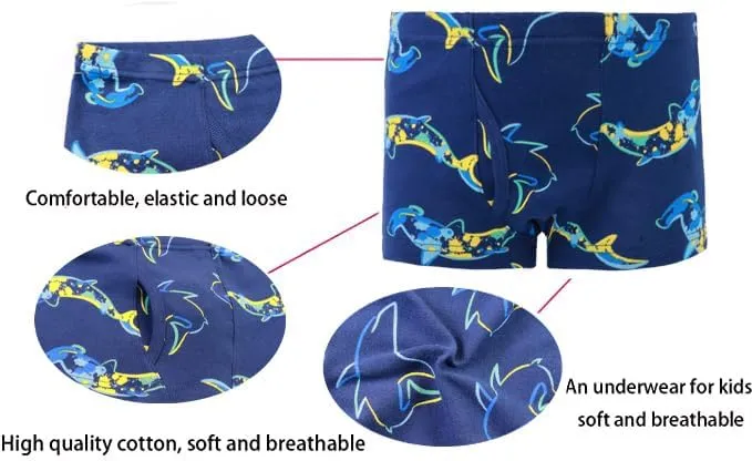 Demifill Boys Boxer Briefs 100% Cotton Monster Car Underwear Toddler Boys Dinosaur Shark Undies