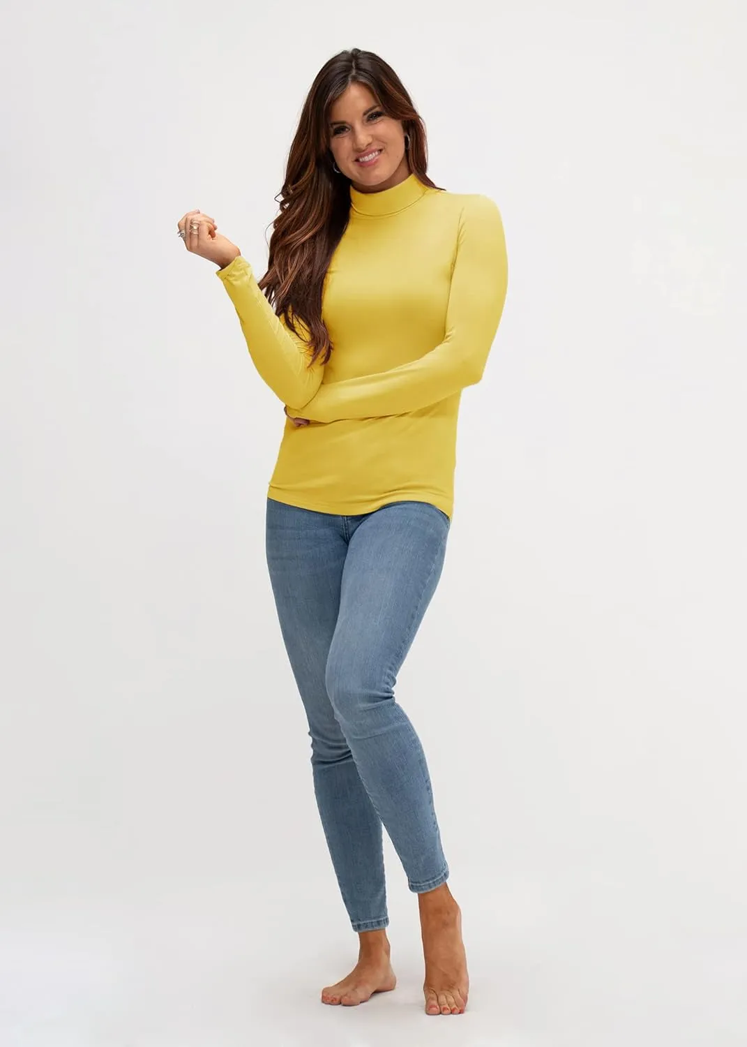 DEVOPS Womens 2 Pack Long Sleeve Mock Turtleneck Stretch Fitted Thermal Underlayer Shirts