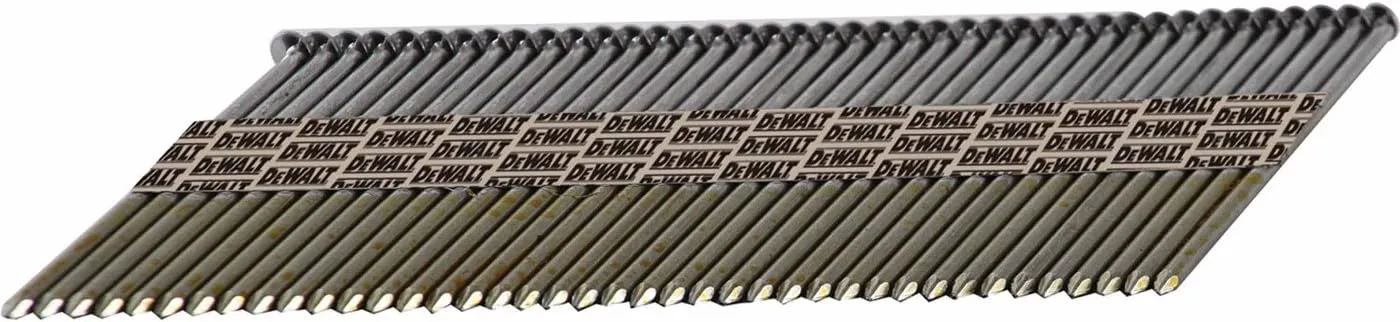 DEWALT Framing Nails, Paper Tape, 30-Degree, Ring Shank, Galvanized, Bright Finish, Off-Set Round Head, 3-Inch x .120-Inch, 2000-Pack (DPT-10DR120GFH)