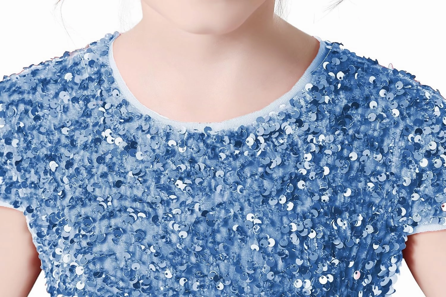 dideyttawl Short Flower Girls Dress Short Sleeves Velvet Sequin Top Tulle Skirt Round Neck Junior Bridesmaid Dresses