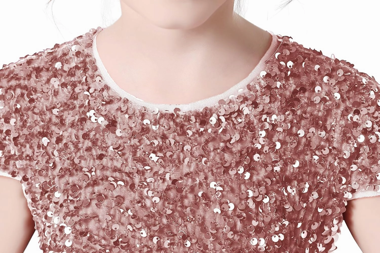 dideyttawl Short Flower Girls Dress Short Sleeves Velvet Sequin Top Tulle Skirt Round Neck Junior Bridesmaid Dresses
