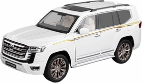 Die Casting 1:18 for Toyota Classic Land Cruiser SUV Simulation Car Model Sound and Light Pull-Back Mini Model Collection Ornaments Presents(White)
