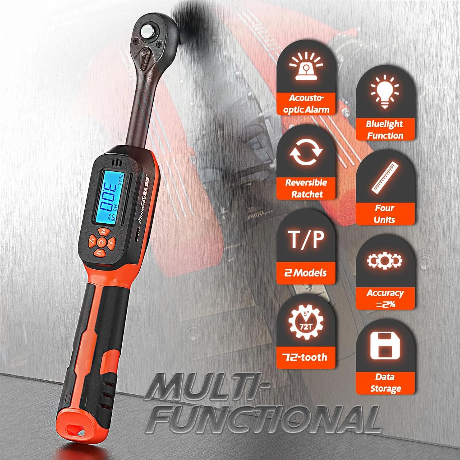 Digital Torque Wrench 1/4 Inch Drive Buzzer & LED Alert, 1.5-30Nm/1-22ft-lb High Precision Adjustable Preset Tool for Bicycle Motorcycle Car Repair