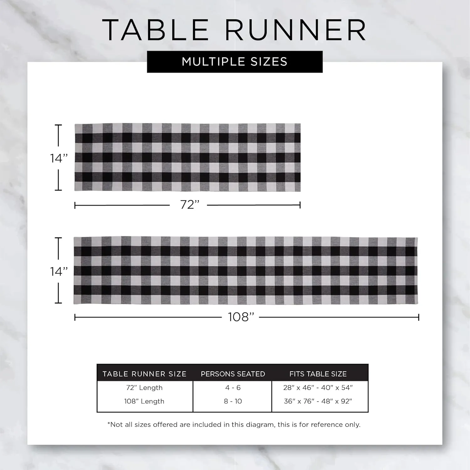 DII Cabana Dobby Stripe Tabletop Collection, 18x108-inch Table Runner, Black & White