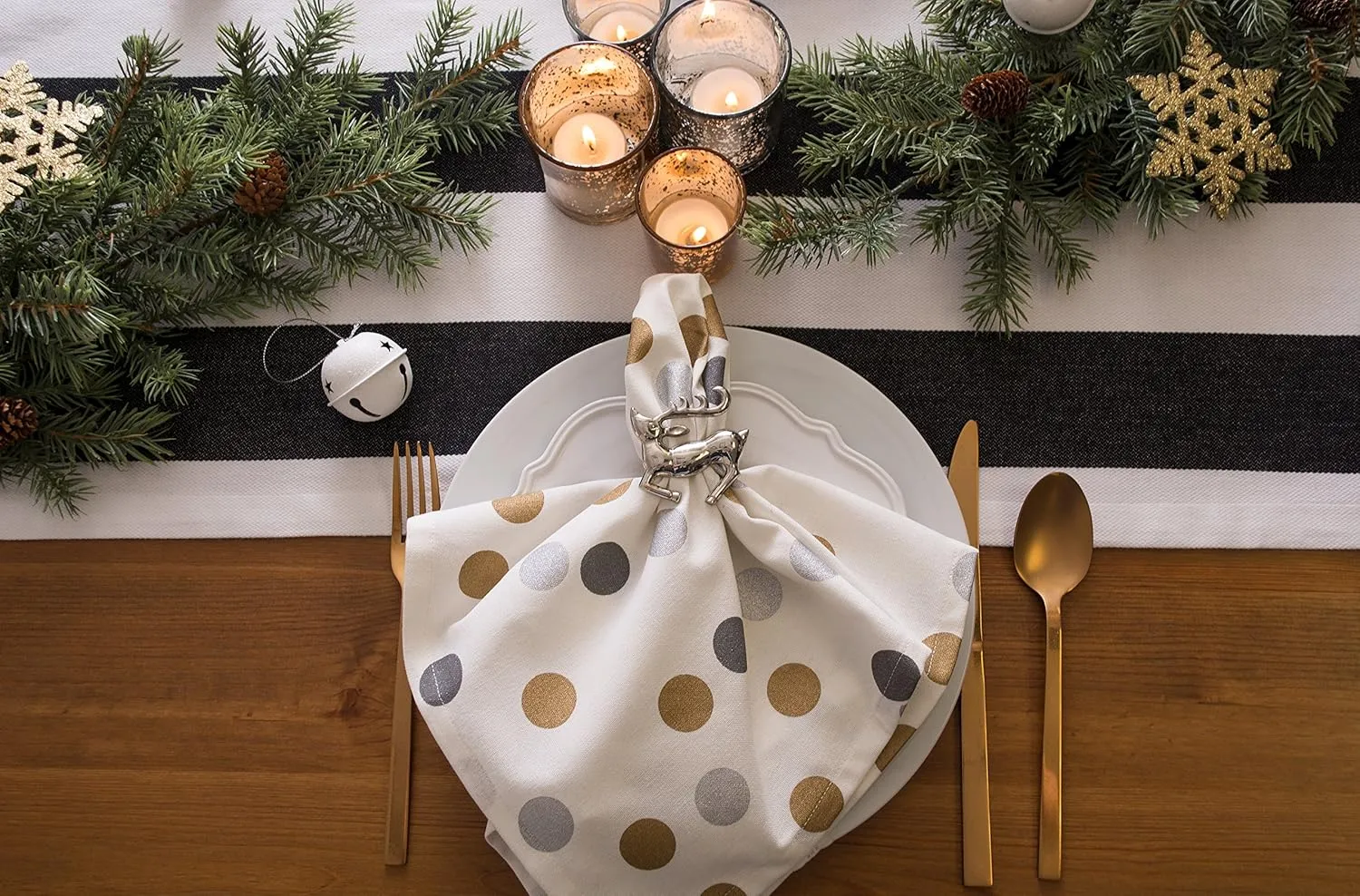 DII Cabana Dobby Stripe Tabletop Collection, 18x108-inch Table Runner, Black & White