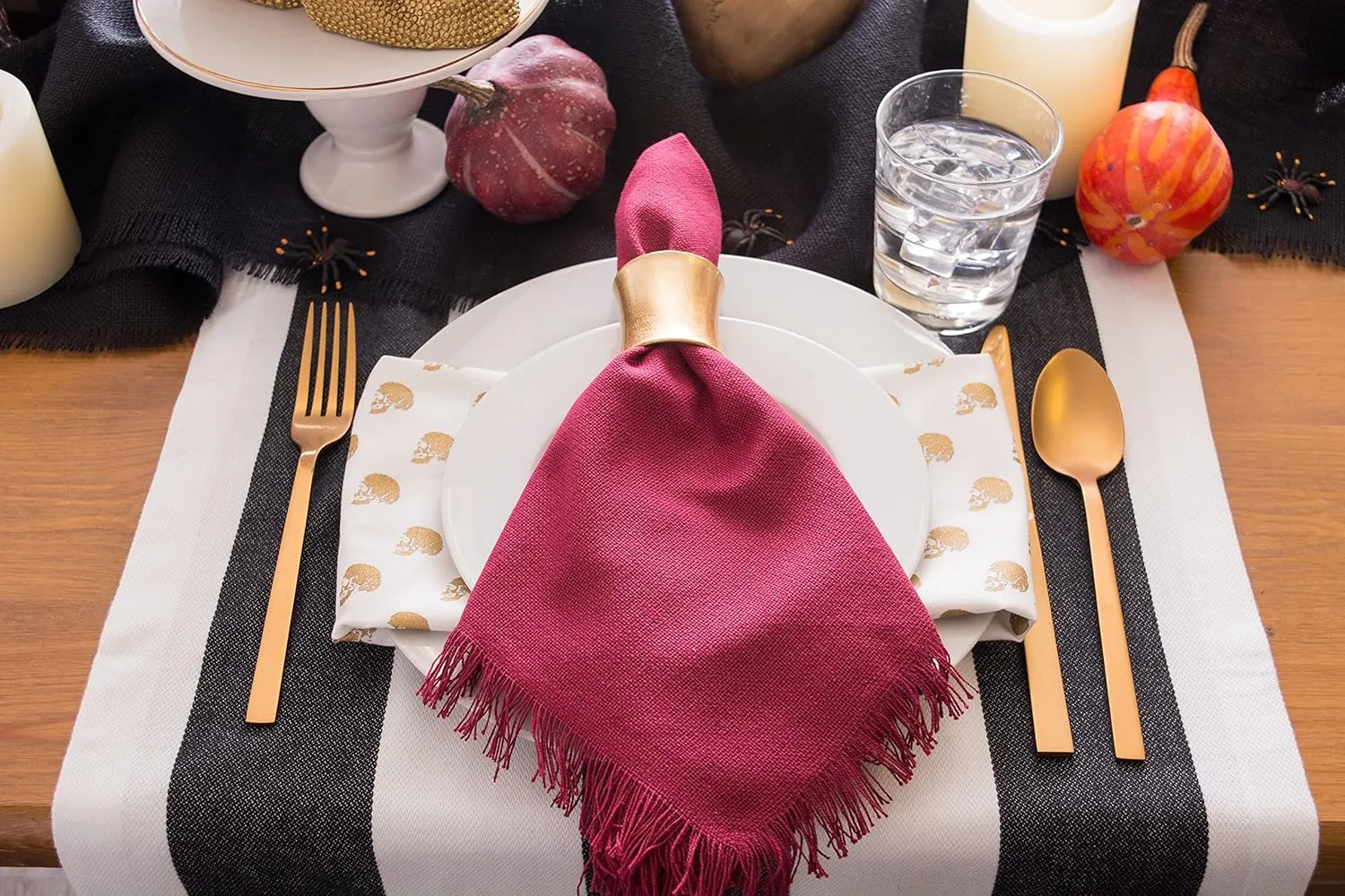 DII Cabana Dobby Stripe Tabletop Collection, 18x108-inch Table Runner, Black & White