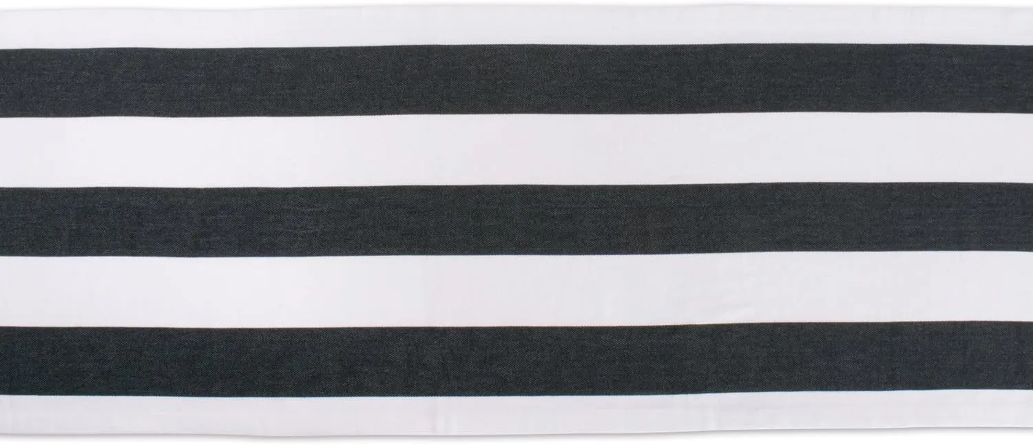 DII Cabana Dobby Stripe Tabletop Collection, 18x108-inch Table Runner, Black & White
