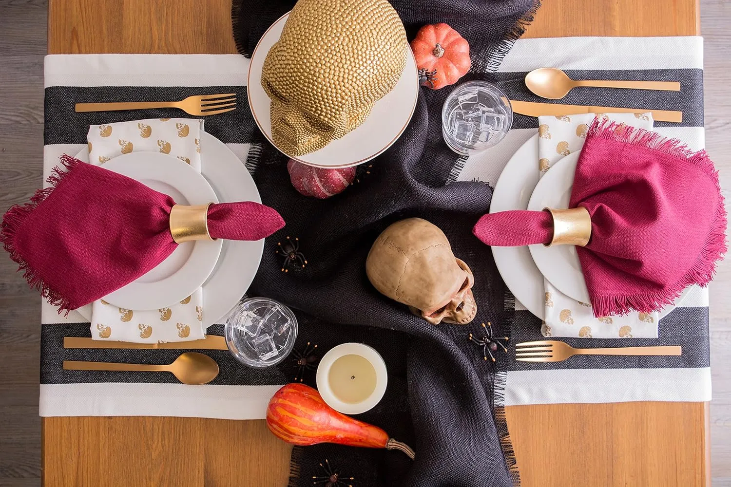 DII Cabana Dobby Stripe Tabletop Collection, 18x108-inch Table Runner, Black & White