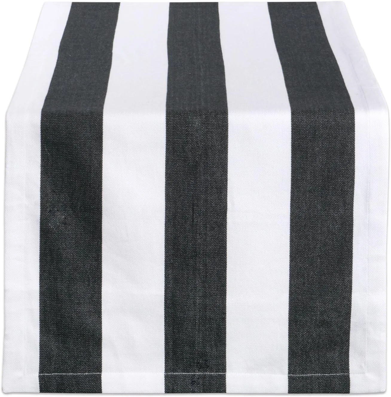 DII Cabana Dobby Stripe Tabletop Collection, 18x108-inch Table Runner, Black & White
