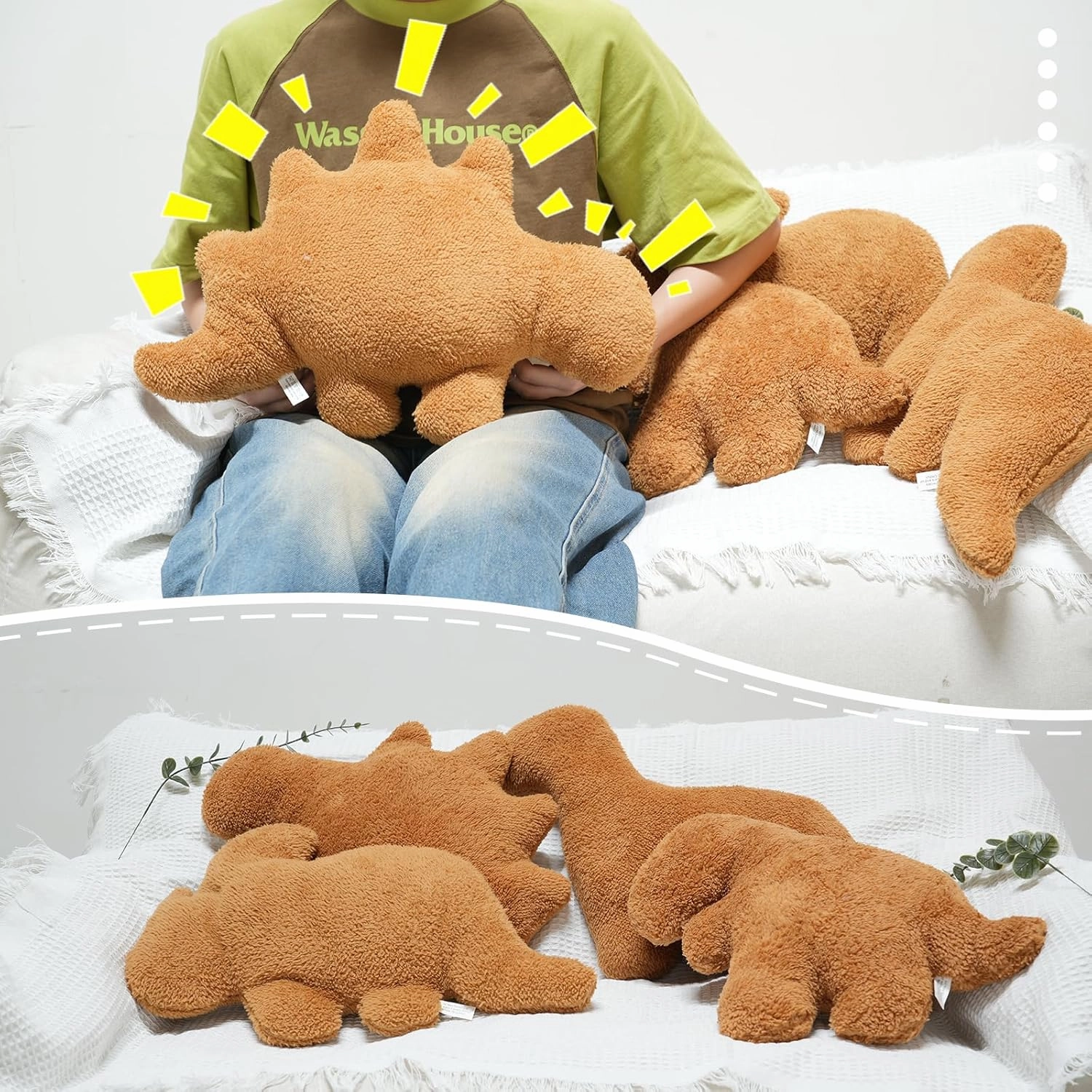 Dino Nugget Plush,3 Pcs Dino Nugget Pillow Stuffed Toy, Funny Dino Chicken Nuggets Pillow Gifts for Kids Adults Girlfriend Christmas