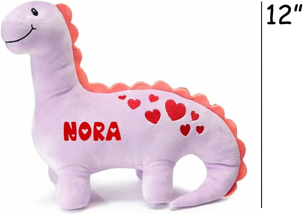 Dinosaur Gifts for Kids Stuffed Animal Plush Soft Dino Party Gifts Personalized with Custom Name (Purple Brontosaurus)