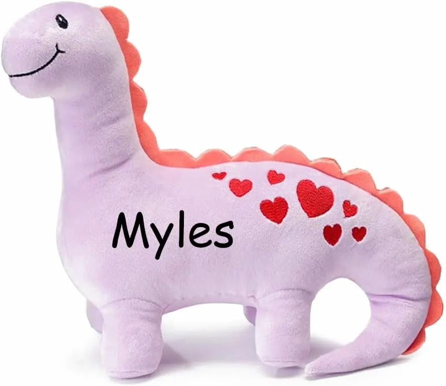 Dinosaur Gifts for Kids Stuffed Animal Plush Soft Dino Party Gifts Personalized with Custom Name (Purple Brontosaurus)