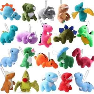 Dinosaur Plush Toy Set, 20 Pack Mini Animals Cute Dinosaur Figures Soft Dinosaur Keychains for Kids Toddlers Goodie Bag Fillers Doll Machine Treasure Carnival Prizes Birthday Party Favors Gifts