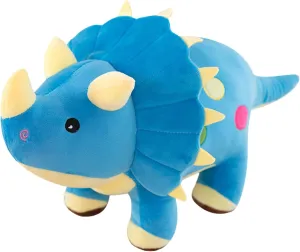 Dinosaur Plush Toys, Soft and Cuddly Dinosaur Interactive Plush Pillow Doll, Suitable for Ages 3 and Up (Blue Triceratops)