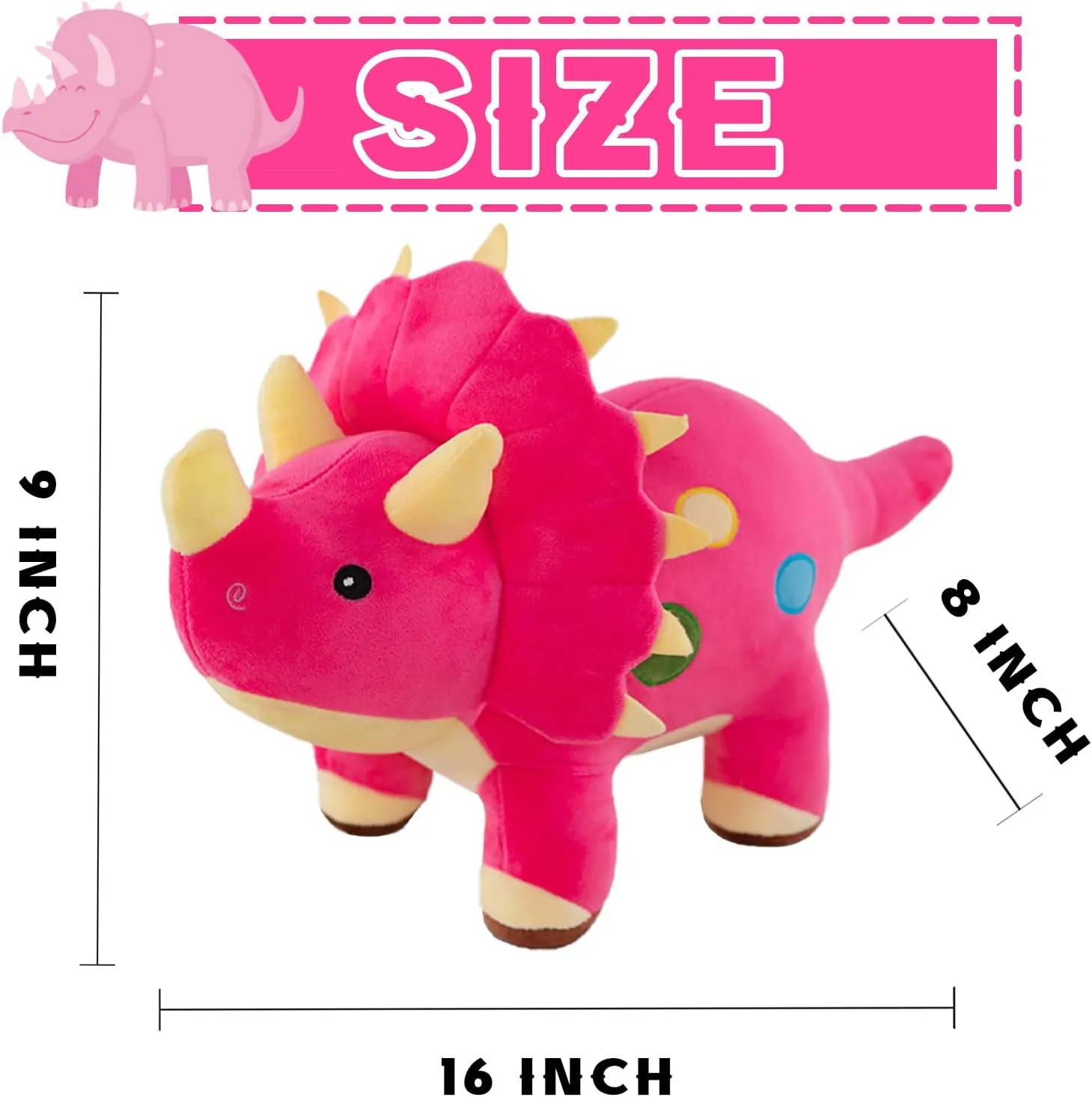 Dinosaur Plush Toys, Soft and Cuddly Dinosaur Interactive Plush Pillow Doll, Suitable for Ages 3 and Up (Red Triceratops)