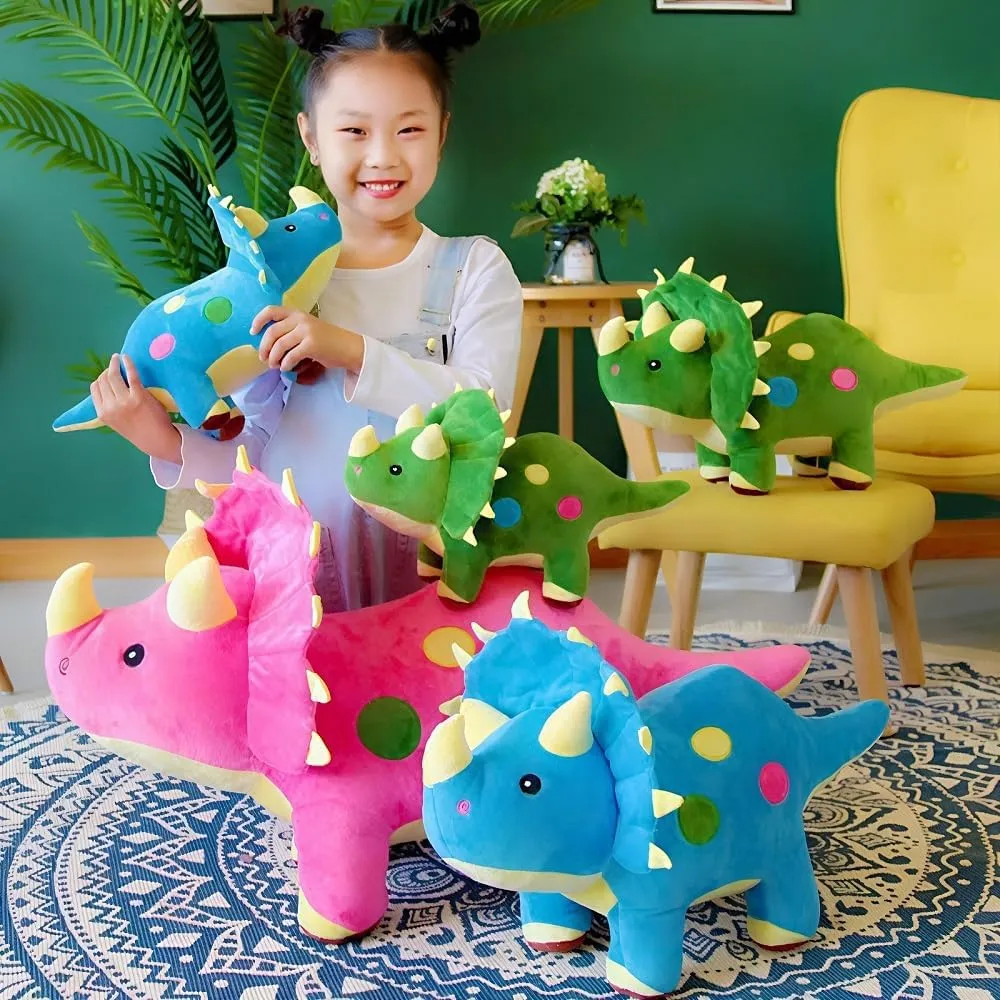 Dinosaur Plush Toys, Soft and Cuddly Dinosaur Interactive Plush Pillow Doll, Suitable for Ages 3 and Up (Red Triceratops)