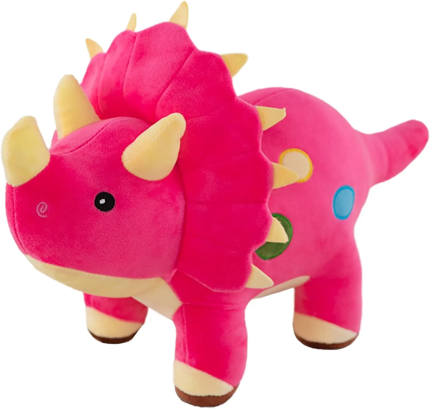 Dinosaur Plush Toys, Soft and Cuddly Dinosaur Interactive Plush Pillow Doll, Suitable for Ages 3 and Up (Red Triceratops)