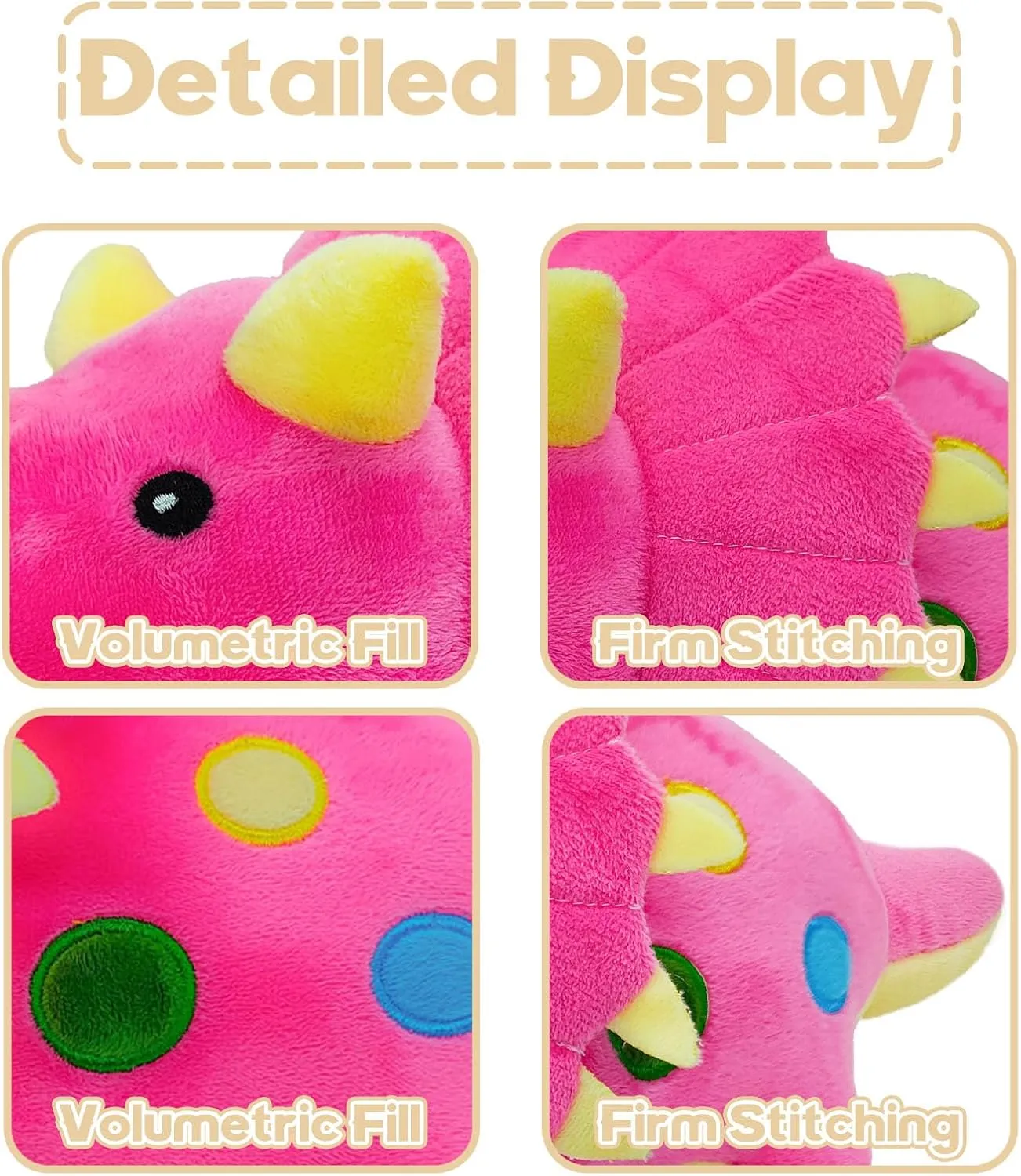 Dinosaur Plush Toys, Soft and Cuddly Dinosaur Interactive Plush Pillow Doll, Suitable for Ages 3 and Up (Red Triceratops)