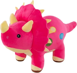 Dinosaur Plush Toys, Soft and Cuddly Dinosaur Interactive Plush Pillow Doll, Suitable for Ages 3 and Up (Red Triceratops)