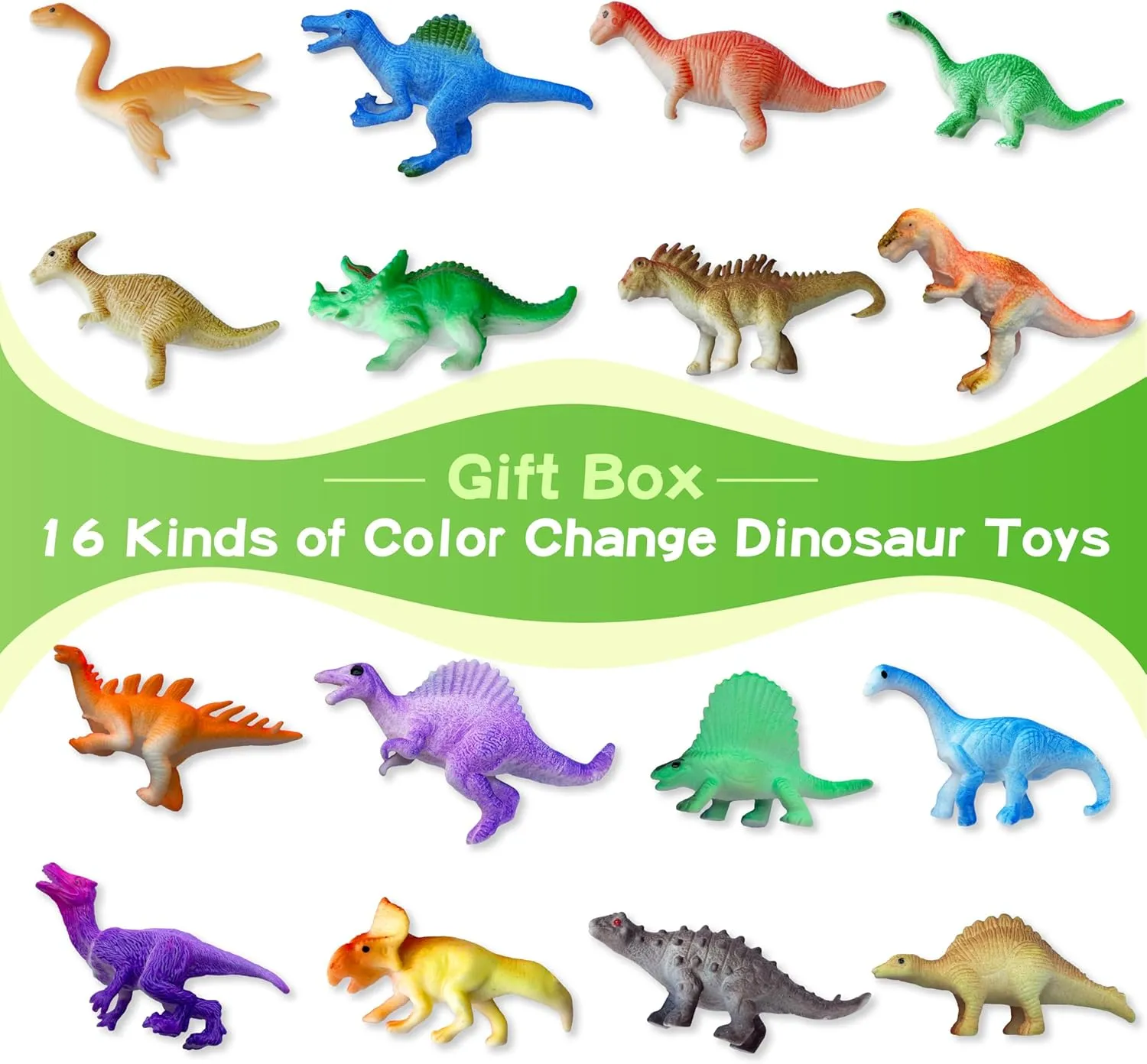 Dinosaur Series - 16pcs Temperature Color Changing Bath Toys, Water Table Toy for Easter Egg Fillers,Goodie Bags Fillers,Themed Party,Classroom Rewards,Carnival Prize, for Kids 3 