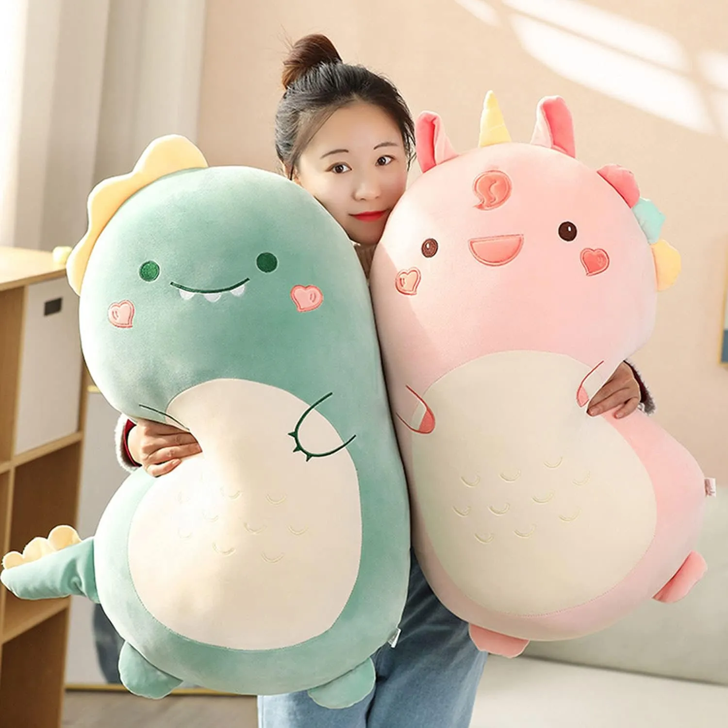 Dinosaur Stuffed Animal Plush Pillow, Soft Hugging Pillow Cute Dinosaur Plush Toy Sleeping Cushion (Unicorn, 60cm/23.62in)