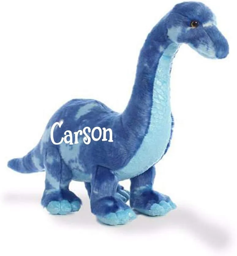 Dinosaur Stuffed Animal Toy Blue Brachiosaurus Dino 15 Inch Plush Soft Keepsake Gift Personalized with Custom Name